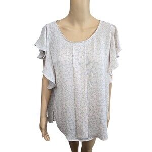 Elle XL women's hearted cap sleeve light pink round neck blouse top